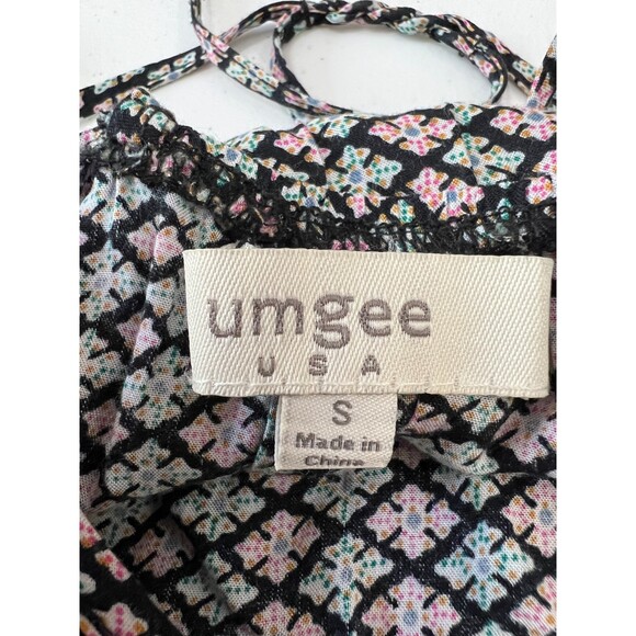 Umgee Women's Floral Boho Tiered Dress Green Red Blue Size S - Picture 3 of 10